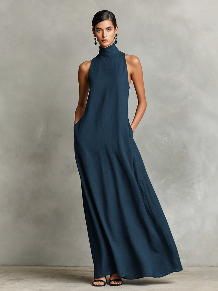 Caroline™ | Elegant Monochrome Turtleneck Dress