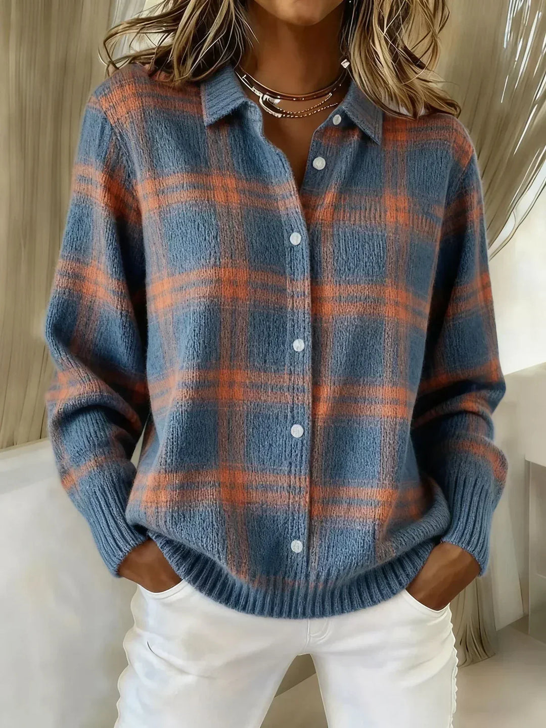 Gwendolyn™ | Soft Knit Plaid Cardigan