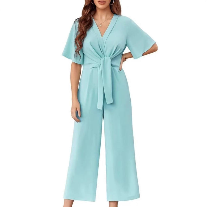 Katherine™ | Tie Front Wide Leg Jumpsuit