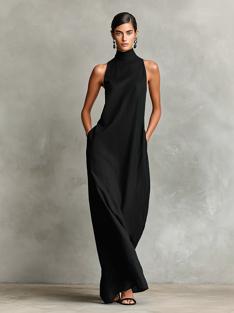 Caroline™ | Elegant Monochrome Turtleneck Dress