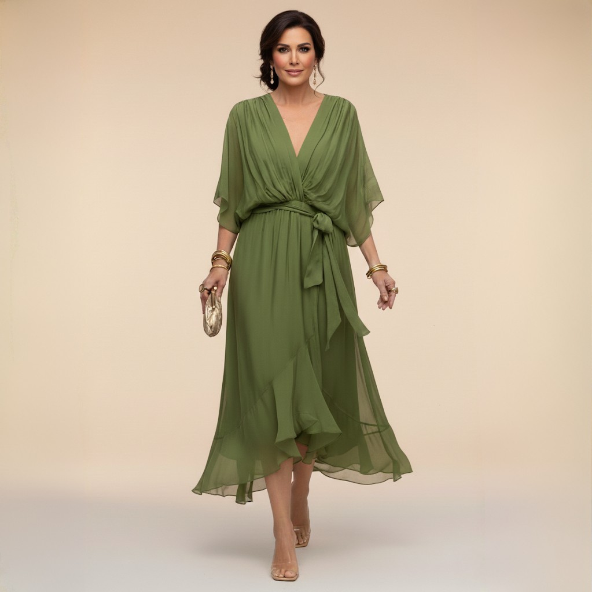 Rivelle™ | Elegant V-Neck Dress
