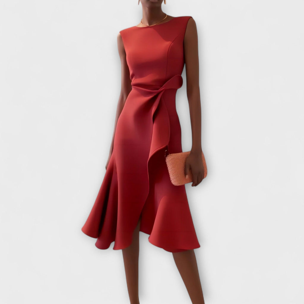Ottilie™ | Draped Asymmetrical Midi Dress