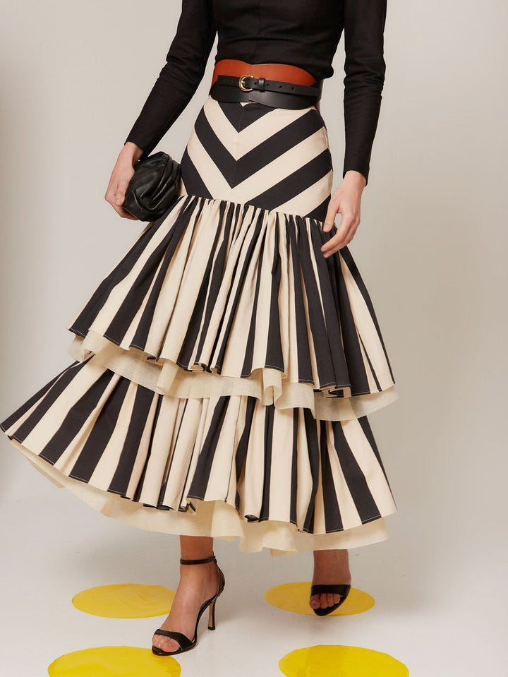 Katrina™ | Chevron Tiered Midi Skirt