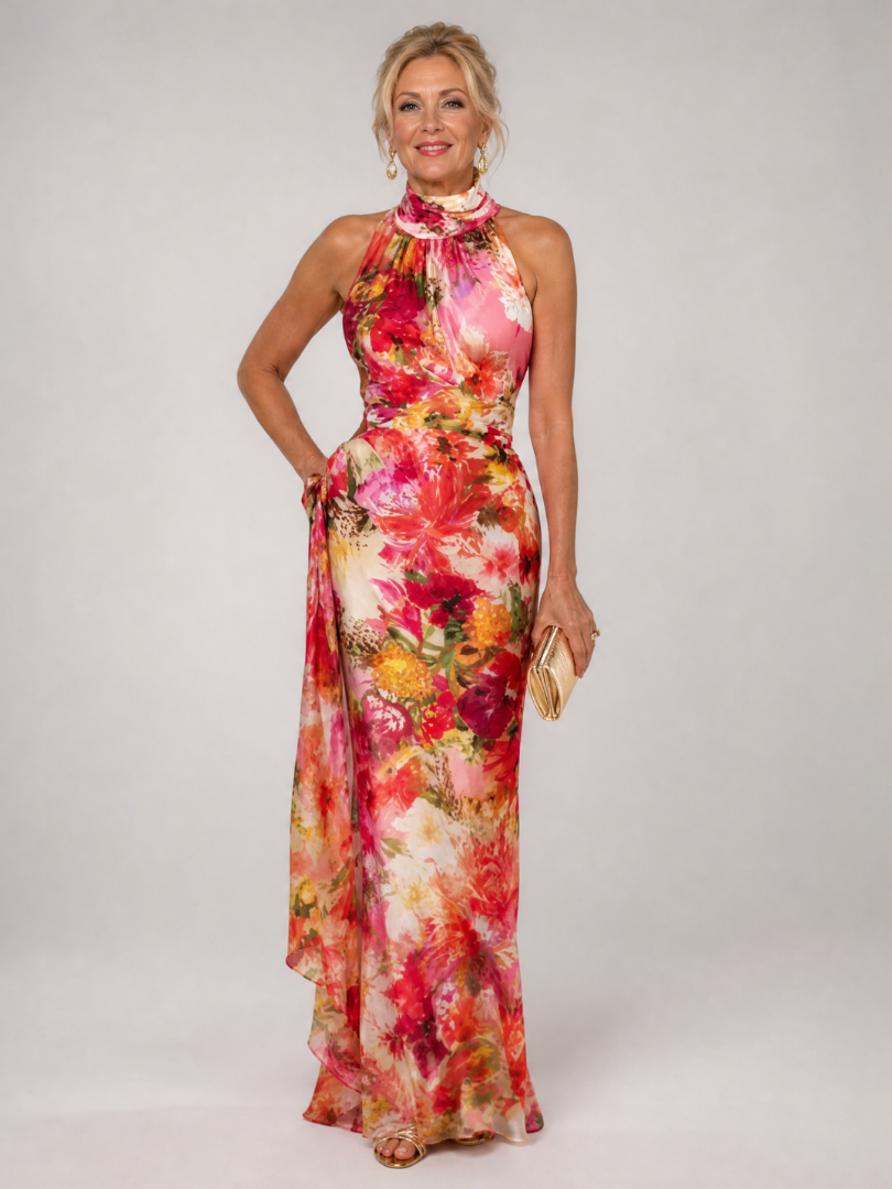 Maeve™ | Halter Neck Floral Print Maxi Dress