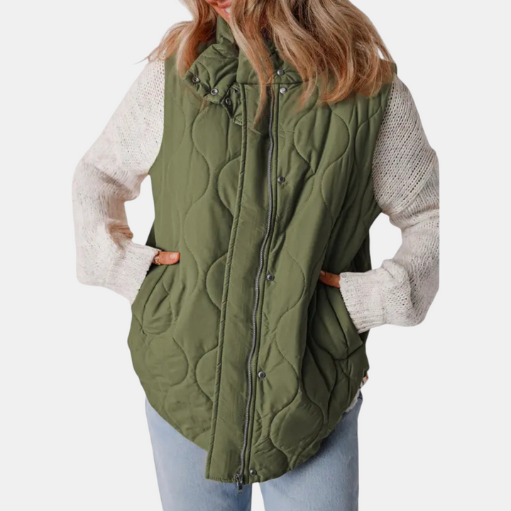 Autumn™ | Quilted Zip Up Snap Button Puffer Vest