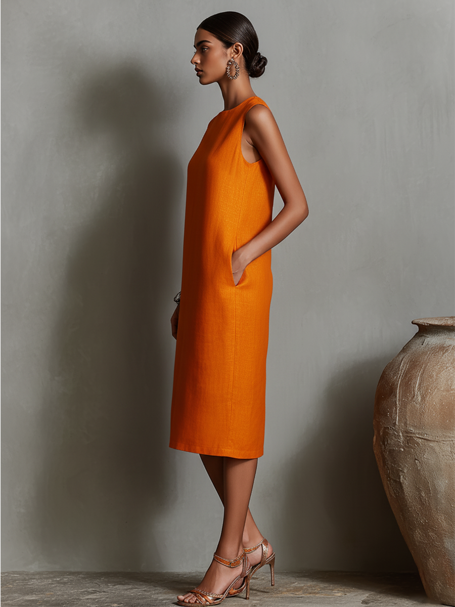 Tavia™ | Sleeveless Midi Dress With Pockets