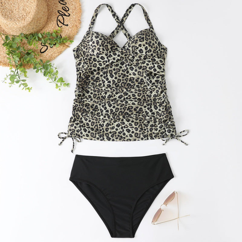 Sofia™ | Elegant Ruched Tummy Control Two-Piece Tankini Swimsuit