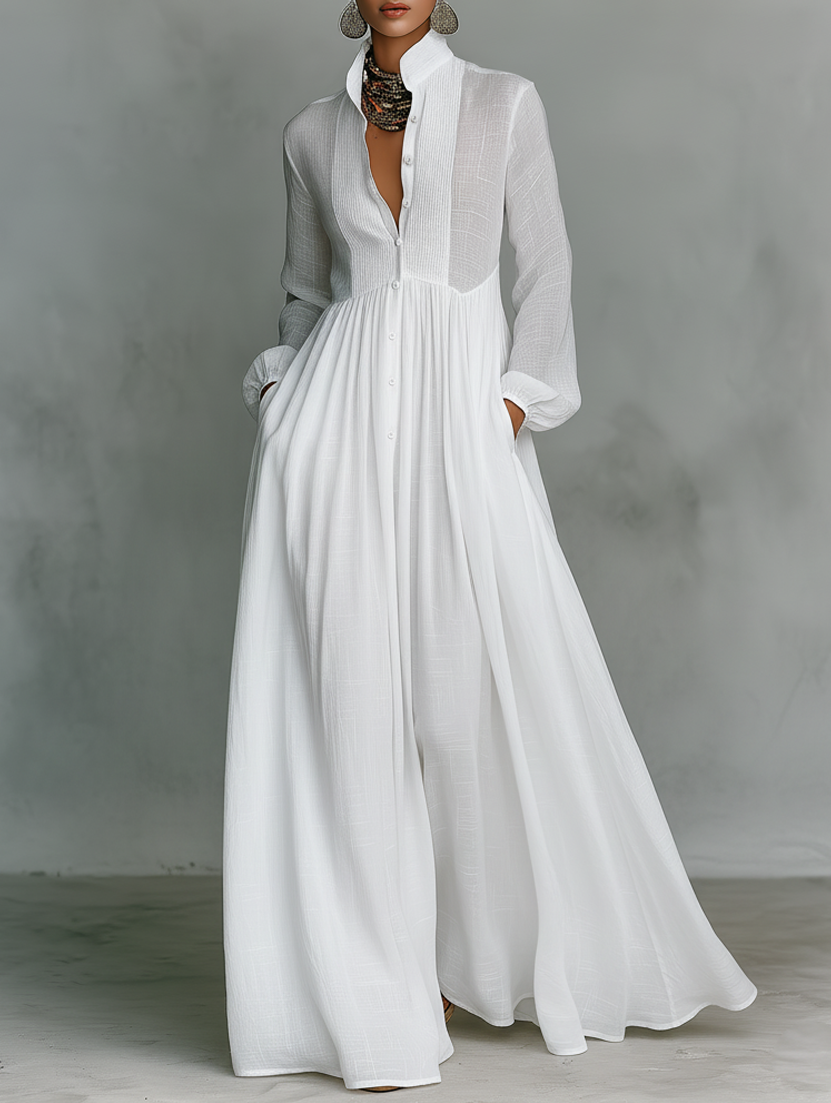 Nerina™ | Flowing Button-Front Maxi Dress