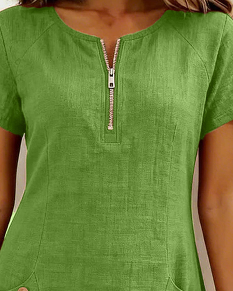 Zylia™ | Zip Pocket Casual A-Line Dress