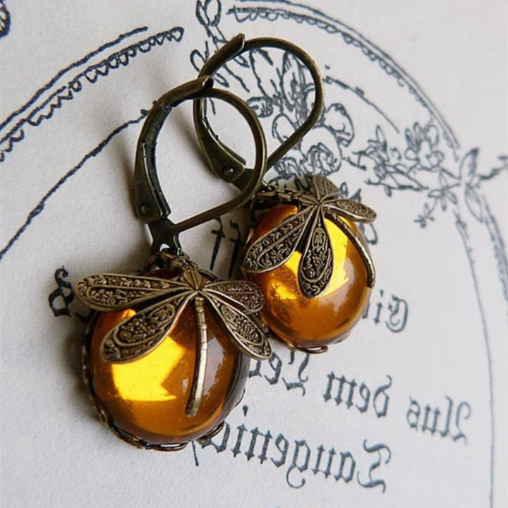 Elena™ | Elegant Spherical Dragonfly Earrings