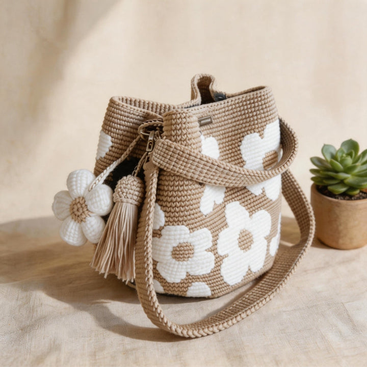 Lia - Handmade Crochet Floral Tote Bag