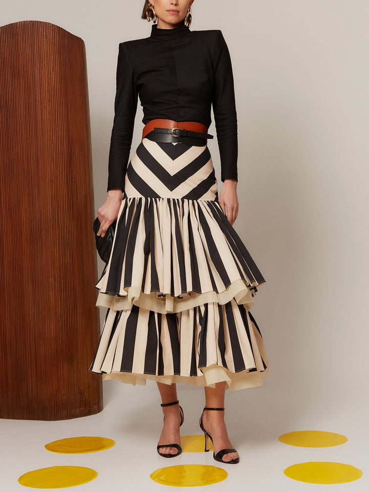 Katrina™ | Chevron Tiered Midi Skirt