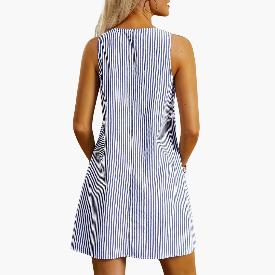 Rivelle™ | Sleeveless Striped Pocket Dress
