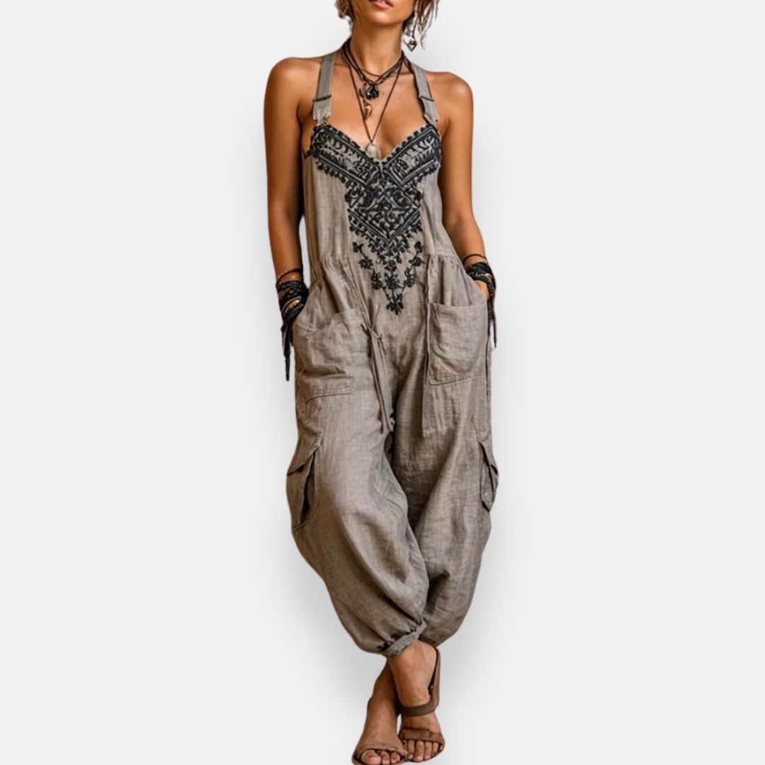 Lydia™ | Embroidered Boho Wide-Leg Jumpsuit
