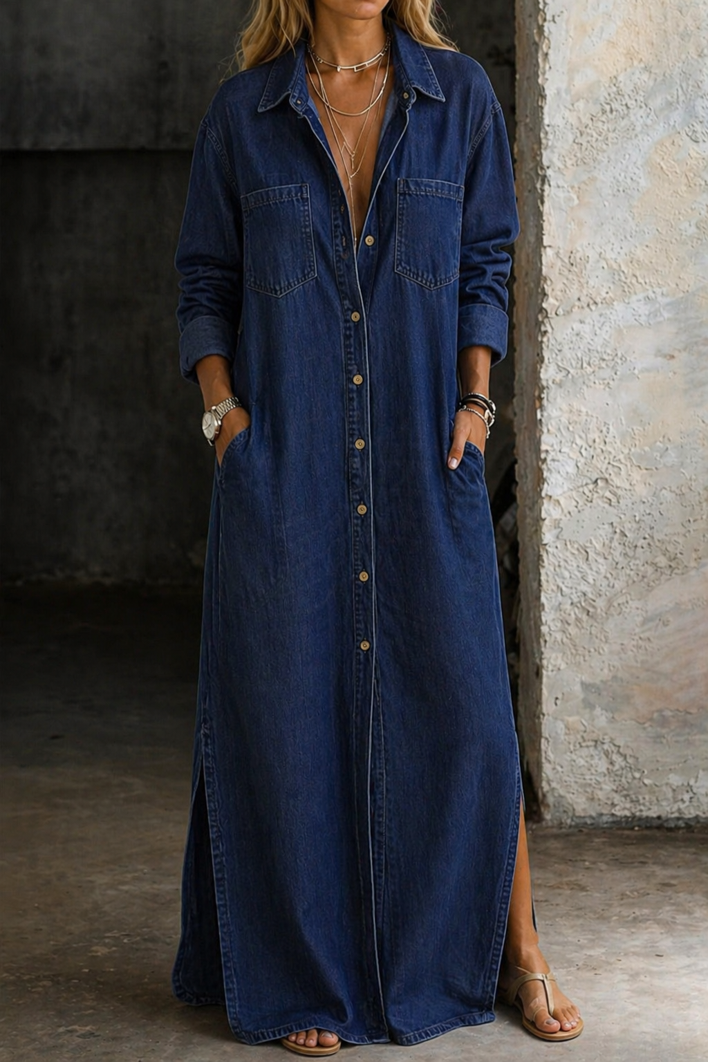 Andrea™ | Denim Button Down Dress