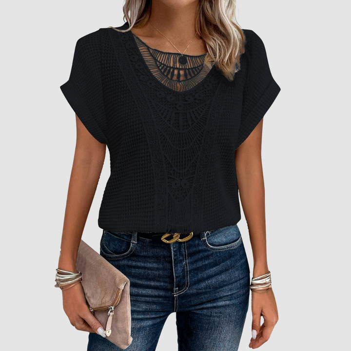 Aylin™ | Elegant Sheer Embroidered Top