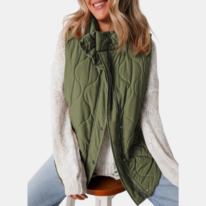 Autumn™ | Quilted Zip Up Snap Button Puffer Vest
