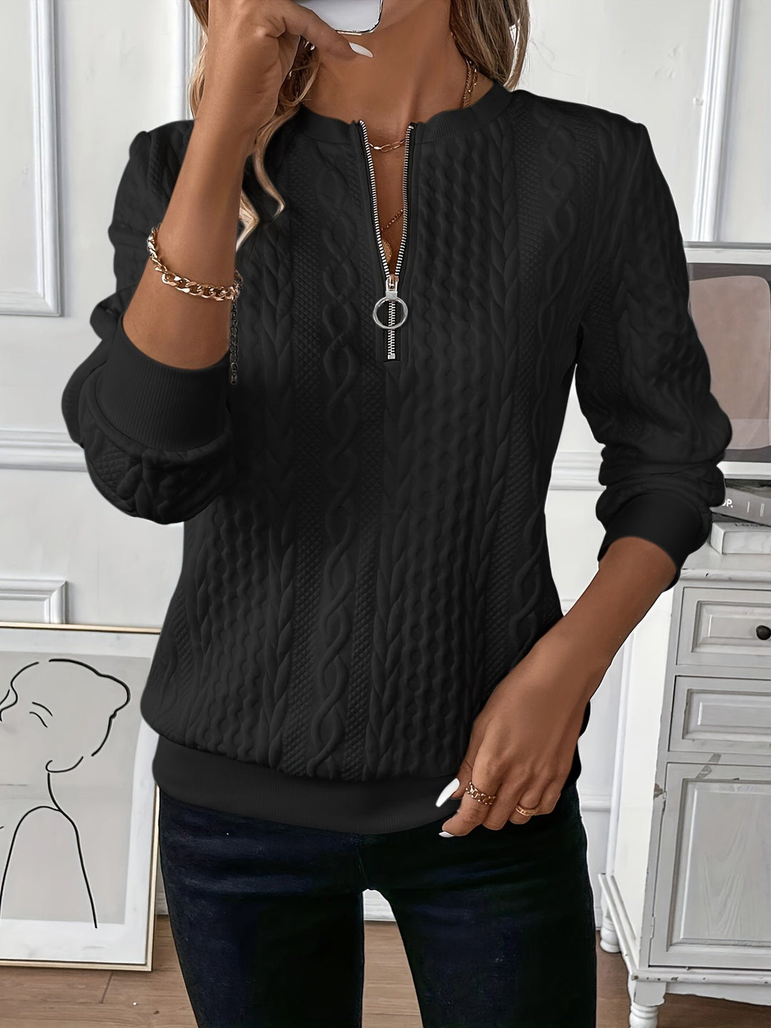 Amalie™ | zip-up knit jumper