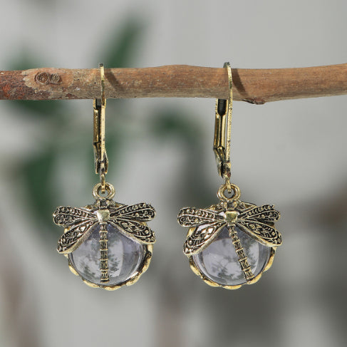 Elena™ | Elegant Spherical Dragonfly Earrings