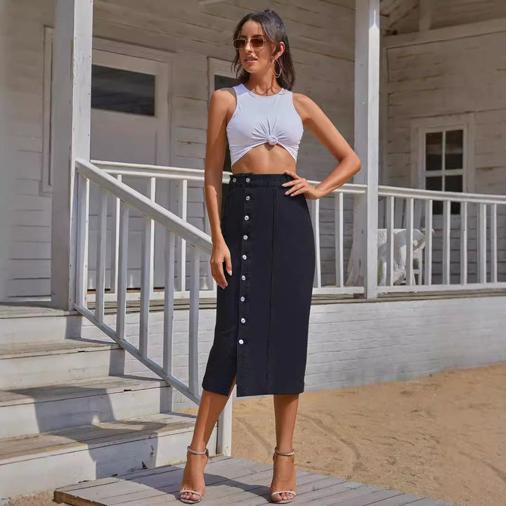 Berkley™ | Button Front Slit Skirt