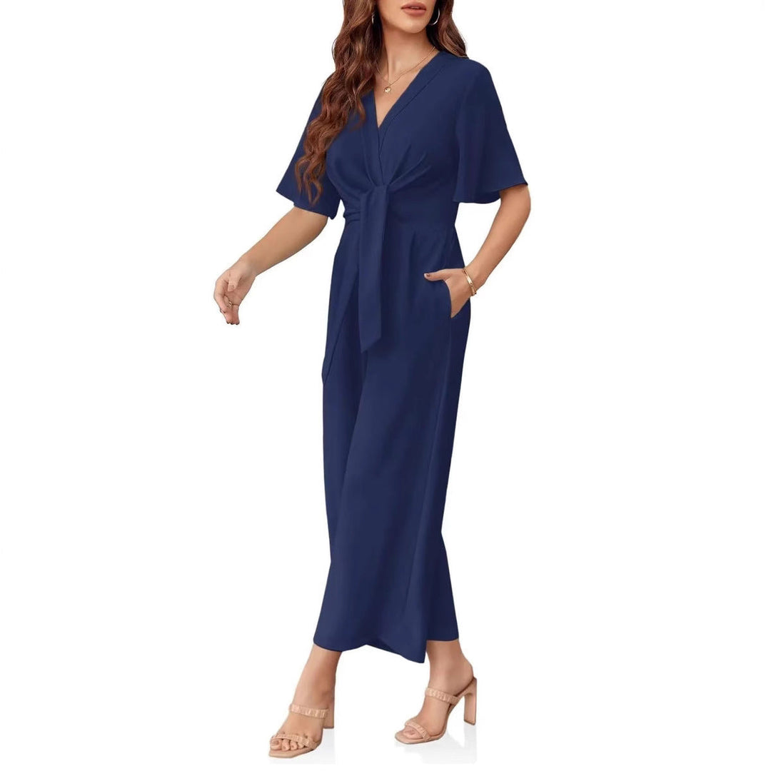Katherine™ | Tie Front Wide Leg Jumpsuit