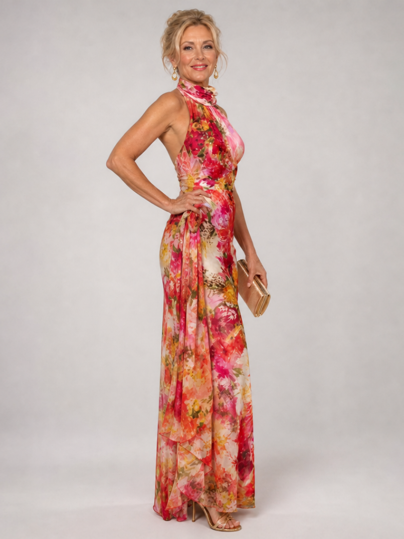 Maeve™ | Halter Neck Floral Print Maxi Dress