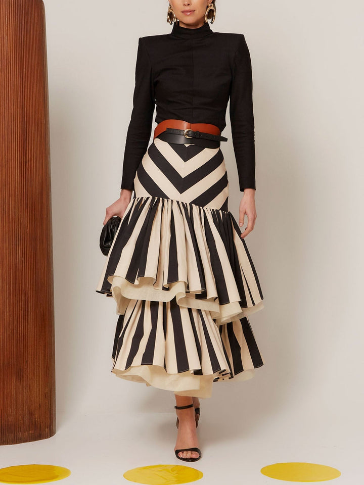 Katrina™ | Chevron Tiered Midi Skirt