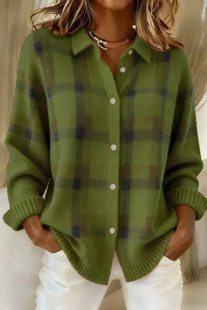 Gwendolyn™ | Soft Knit Plaid Cardigan