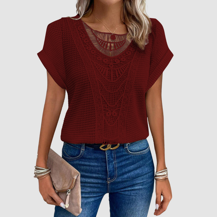 Aylin™ | Elegant Sheer Embroidered Top