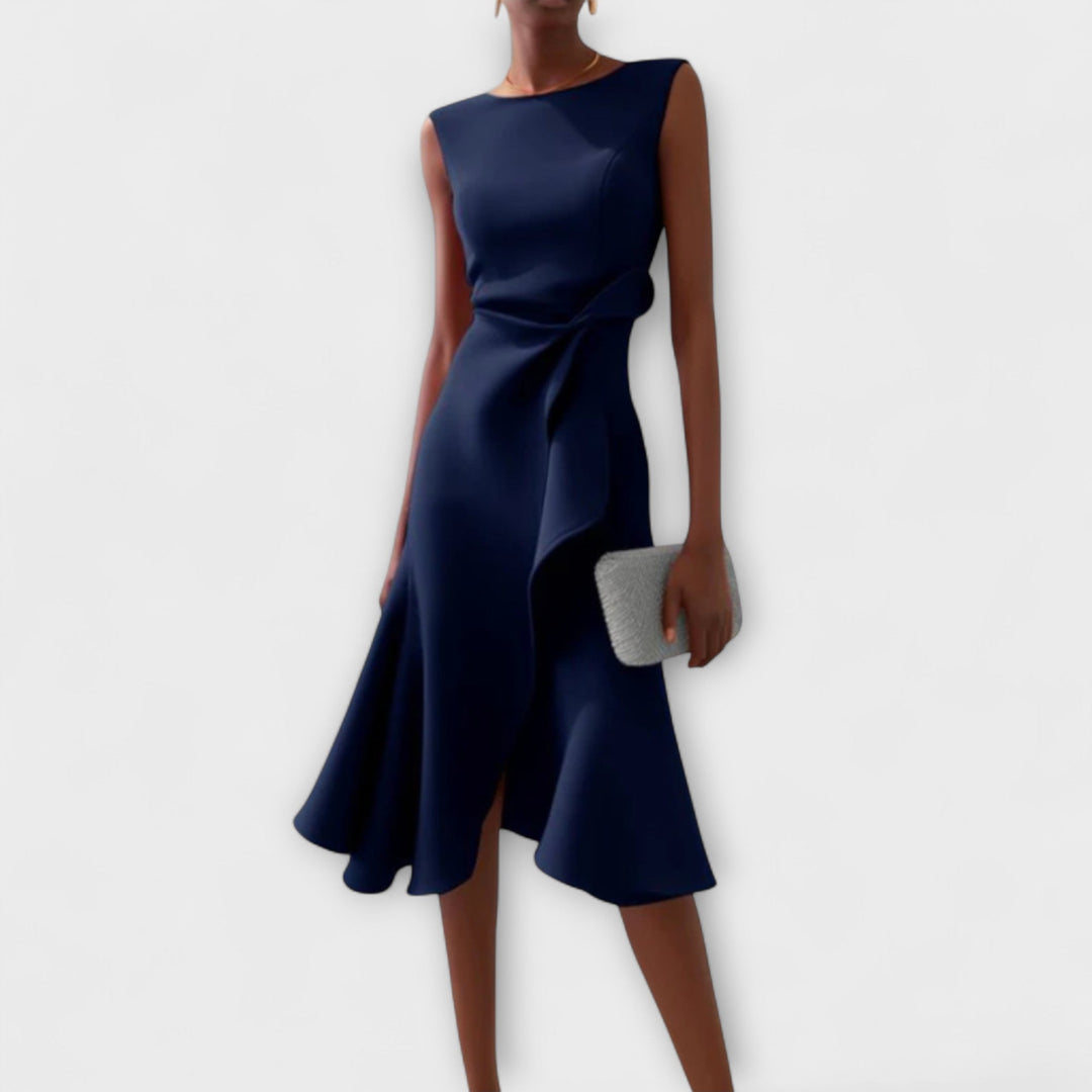 Raelyn™ | Draped Asymmetrical Midi Dress