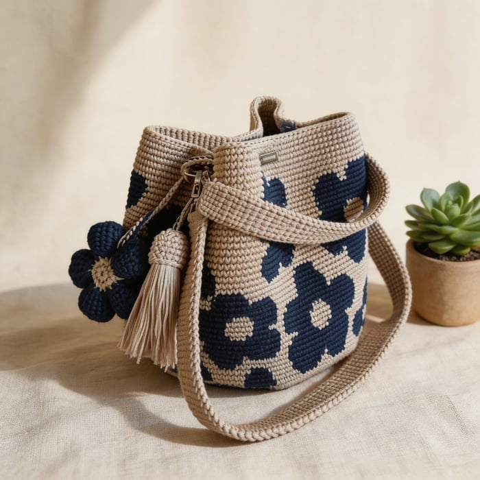 Lia - Handmade Crochet Floral Tote Bag