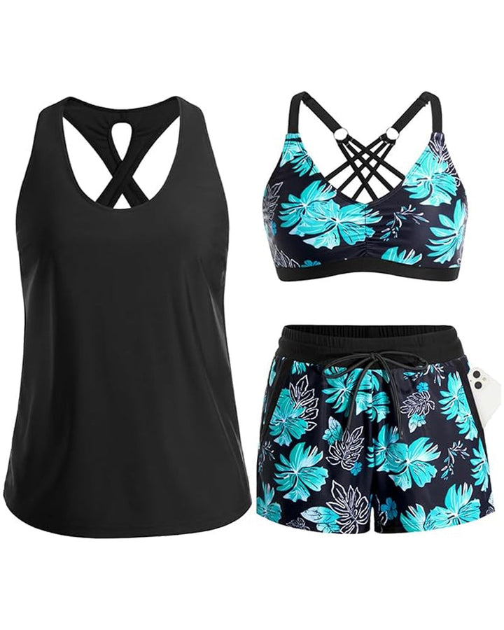 Wynter™ | 3-Piece Raglan Bikini Set With Cover-Up