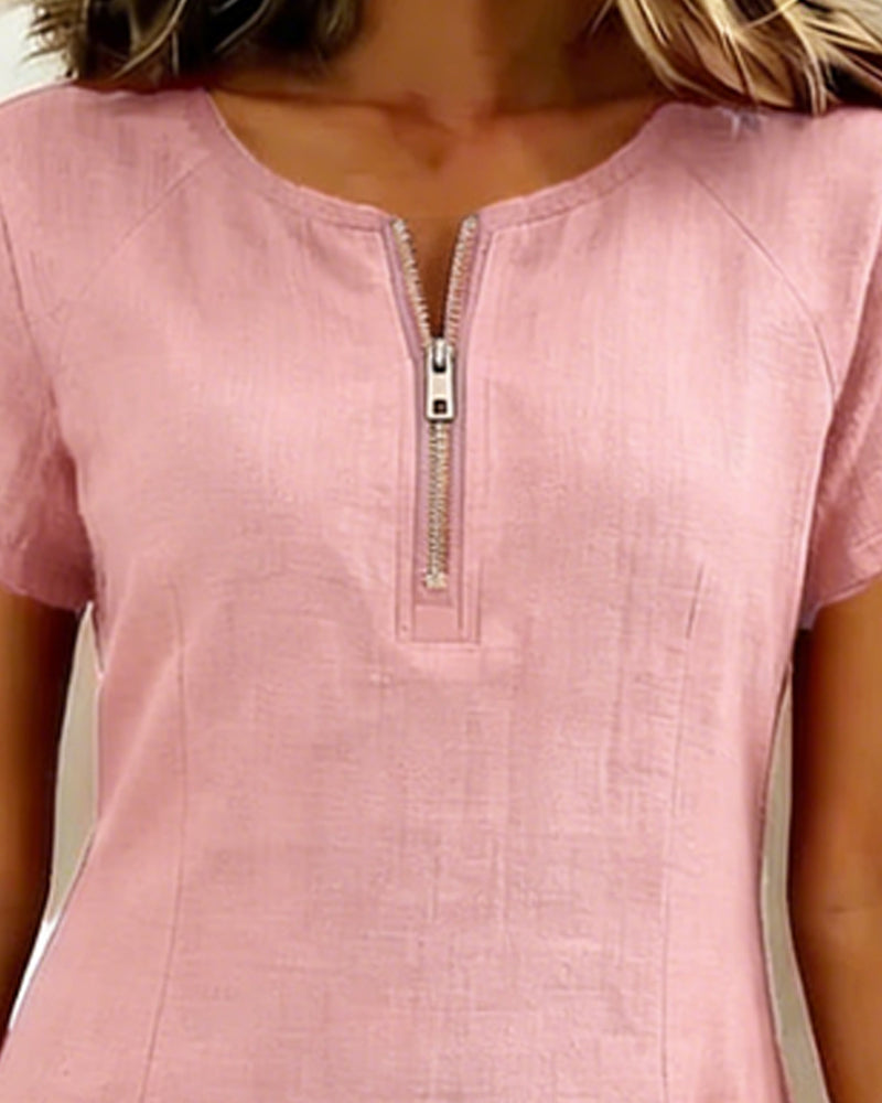 Zylia™ | Zip Pocket Casual A-Line Dress