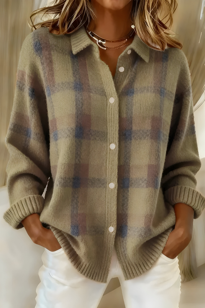Gwendolyn™ | Soft Knit Plaid Cardigan
