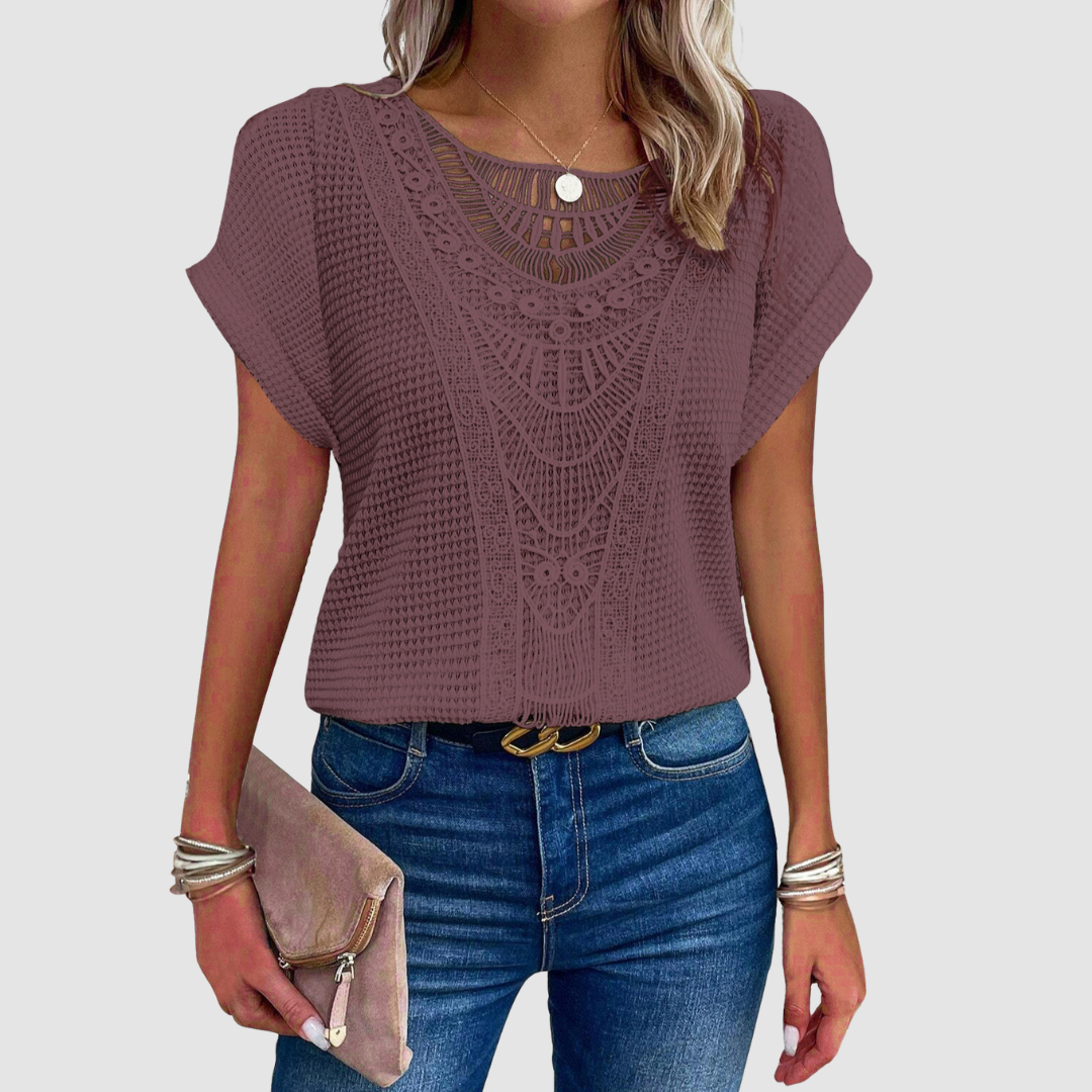 Aylin™ | Elegant Sheer Embroidered Top