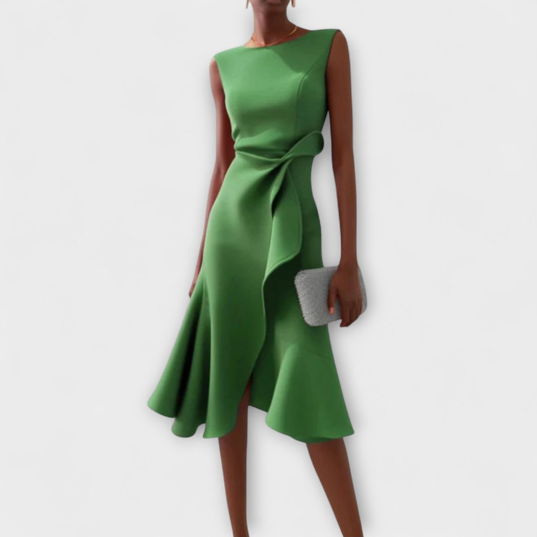Raelyn™ | Draped Asymmetrical Midi Dress