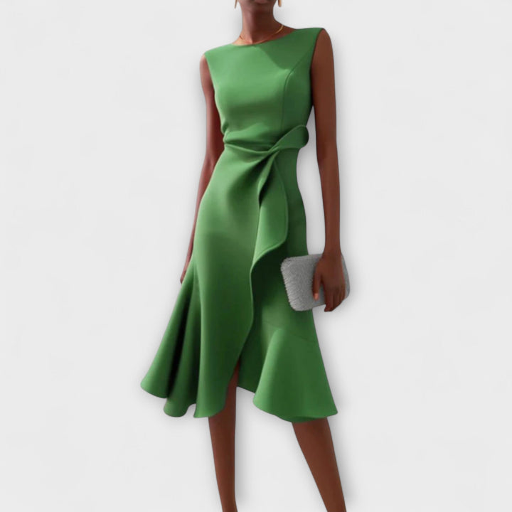 Raelyn™ | Draped Asymmetrical Midi Dress