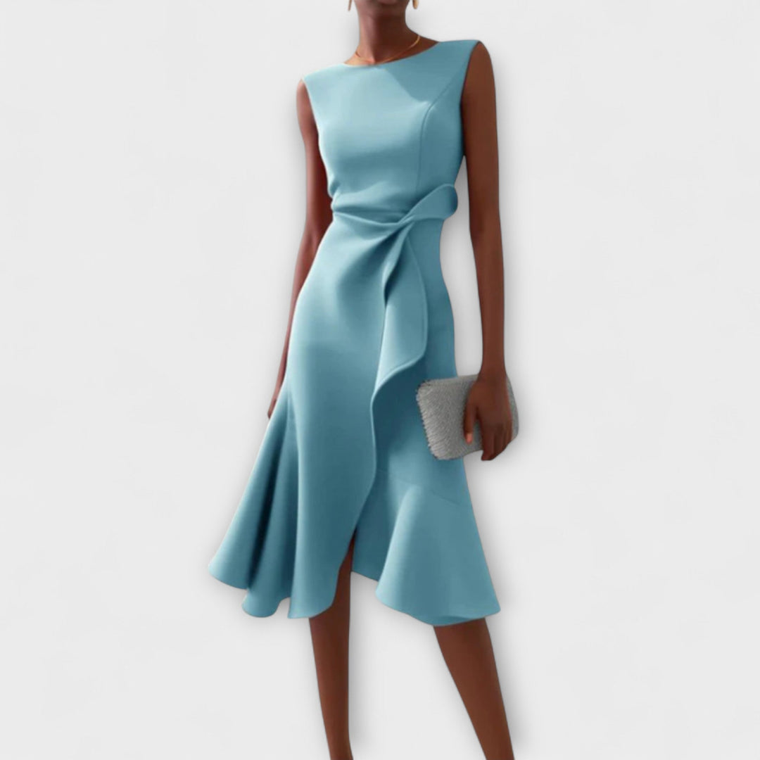 Raelyn™ | Draped Asymmetrical Midi Dress