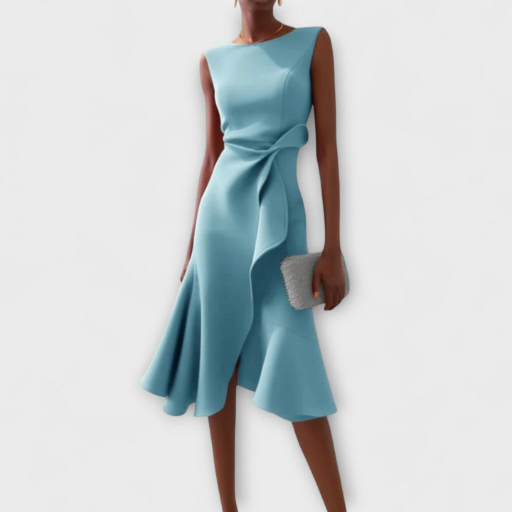 Raelyn™ | Draped Asymmetrical Midi Dress
