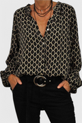 Paige™ | Geometric Print Button Detail Blouse