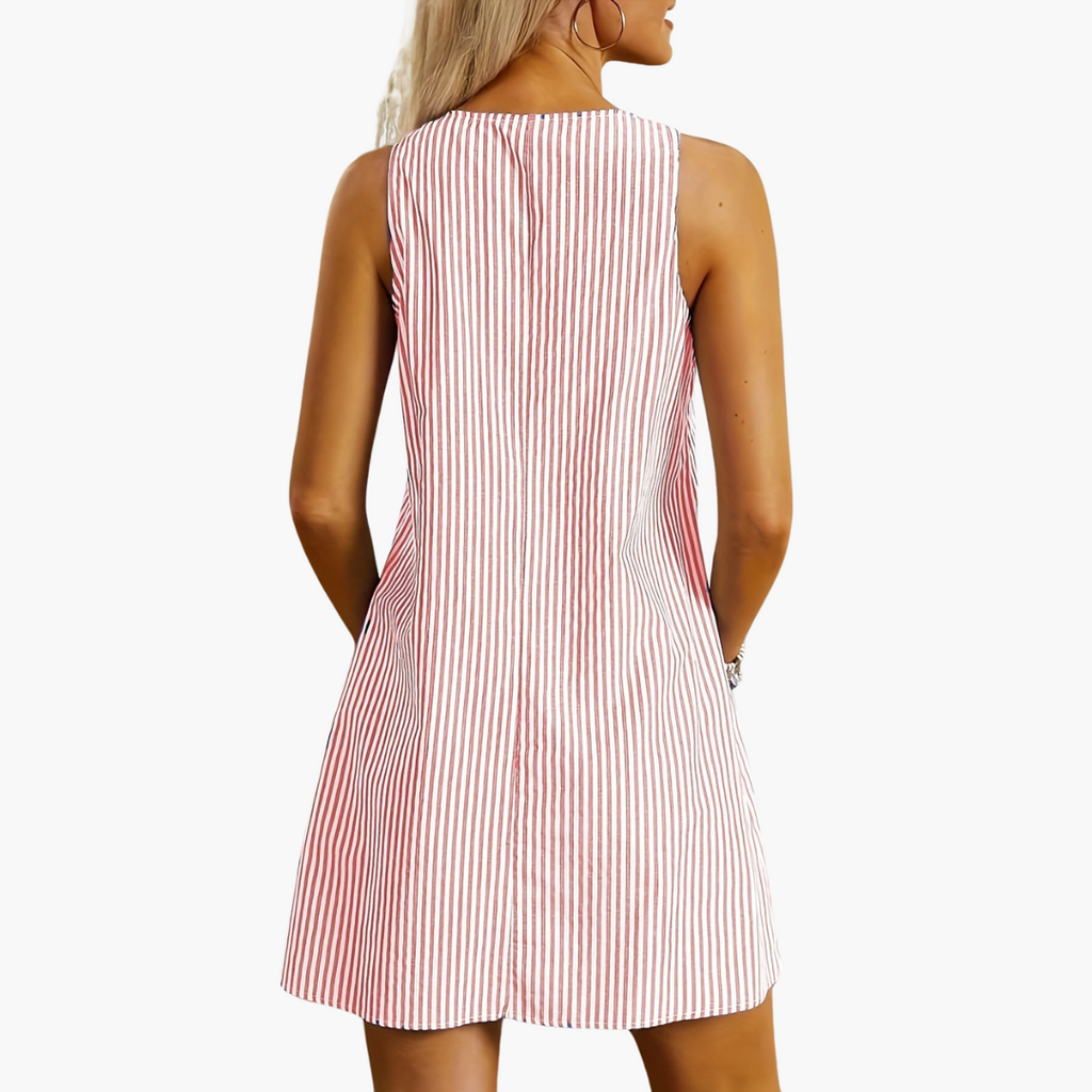 Rivana™ | Sleeveless Striped Pocket Dress