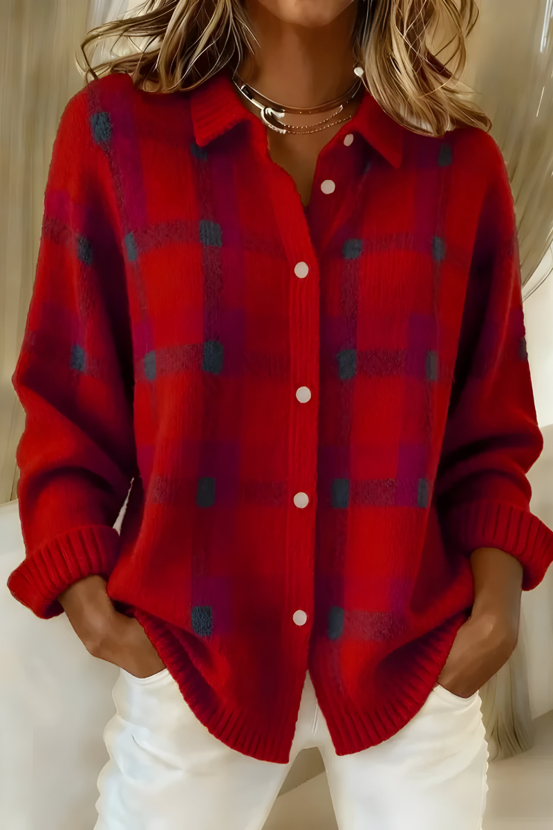 Gwendolyn™ | Soft Knit Plaid Cardigan