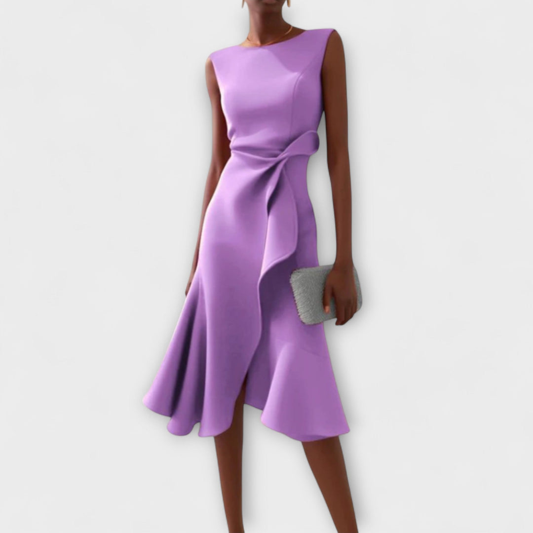 Raelyn™ | Draped Asymmetrical Midi Dress