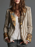 Celine | Artful Striped Lapel Blazer