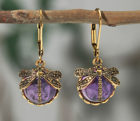 Elena™ | Elegant Spherical Dragonfly Earrings