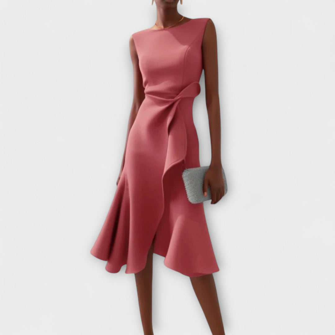 Raelyn™ | Draped Asymmetrical Midi Dress