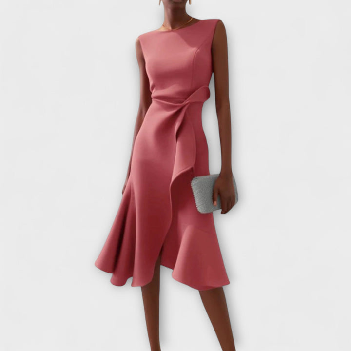 Raelyn™ | Draped Asymmetrical Midi Dress