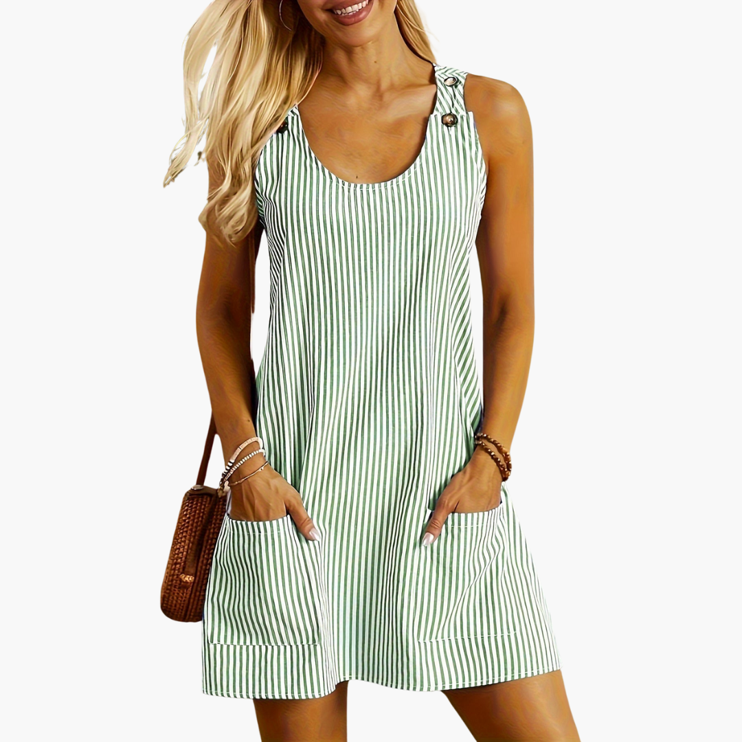 Rivelle™ | Sleeveless Striped Pocket Dress