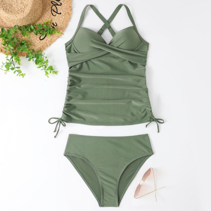 Sofia™ | Elegant Ruched Tummy Control Two-Piece Tankini Swimsuit