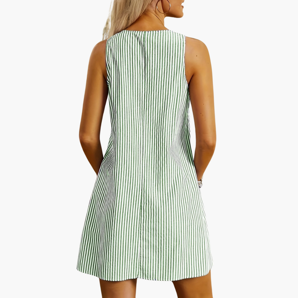 Rivana™ | Sleeveless Striped Pocket Dress